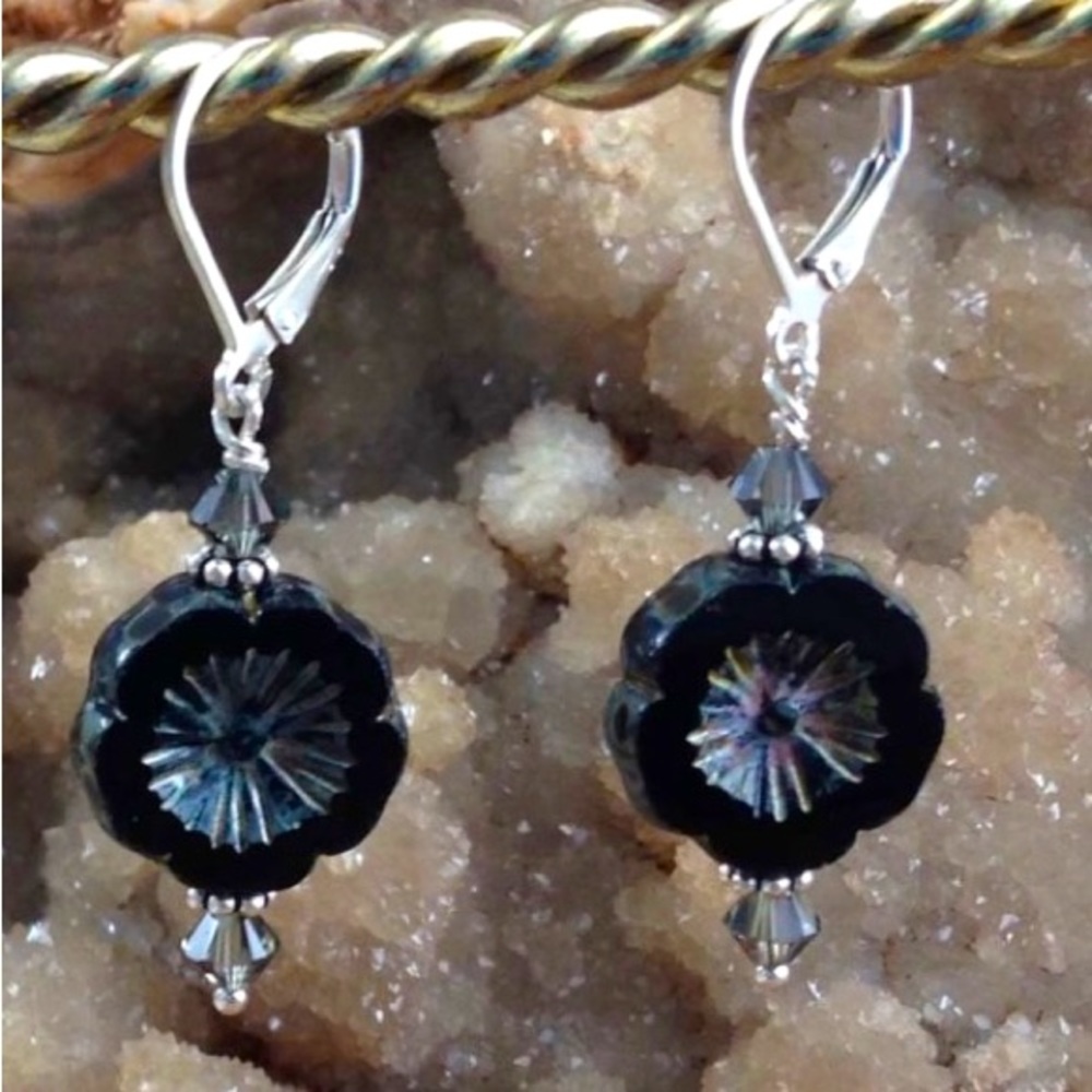 Handcrafted Czech Glass and Sterling Silver Earrings